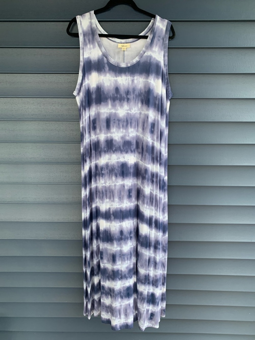 Style & Co. Women's Maxi Dress in Blue and White Tie-Dye